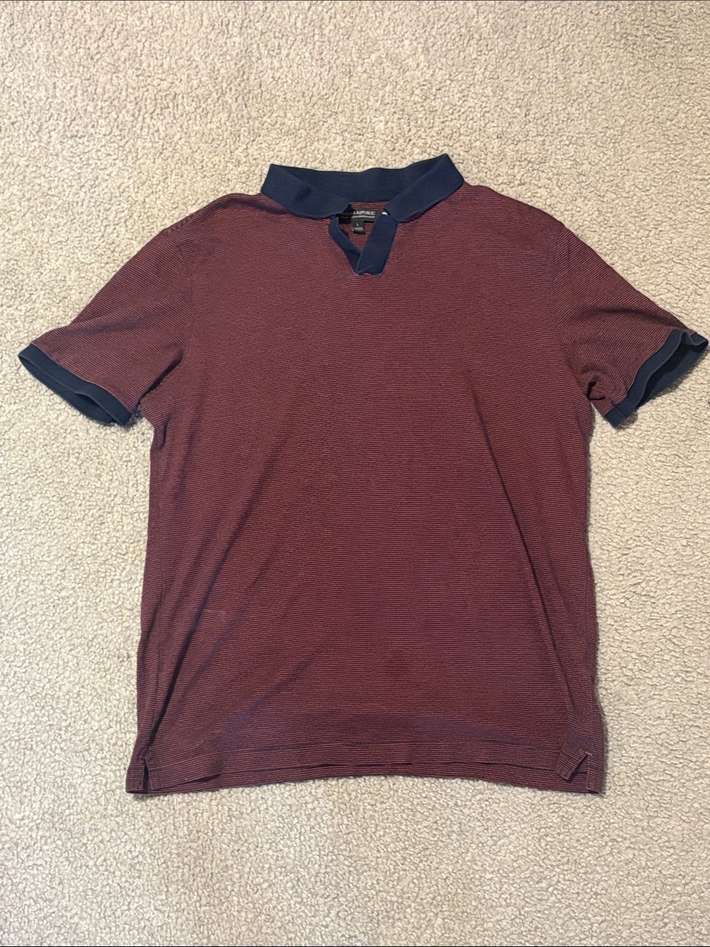 Banana republic Men's Burgundy Short-Sleeve Polo with Navy Trim size L